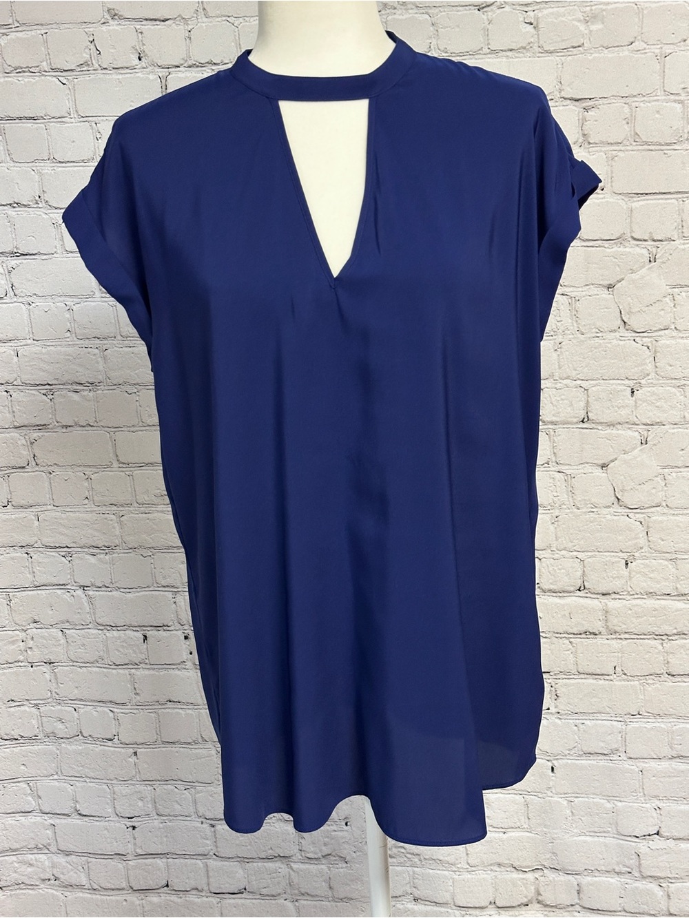 Express Royal Blue Keyhole Blouse Size L